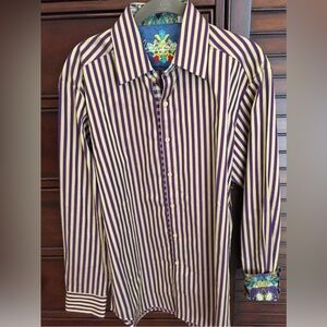 Robert graham striped button front shirt 3XL